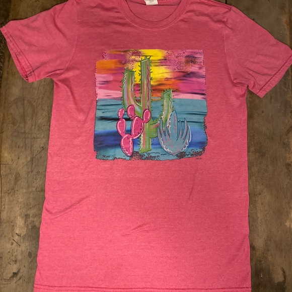 Cactus Tee- Hand Painted Design - Picture 3 of 4